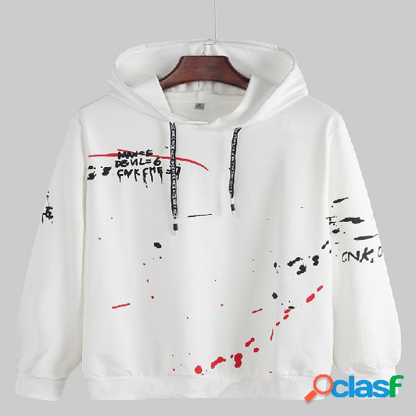 Hoodies frescos do cordão do slogan dos grafittis dos