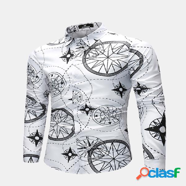 Impressão de primavera Turn Down Collar Business Casual