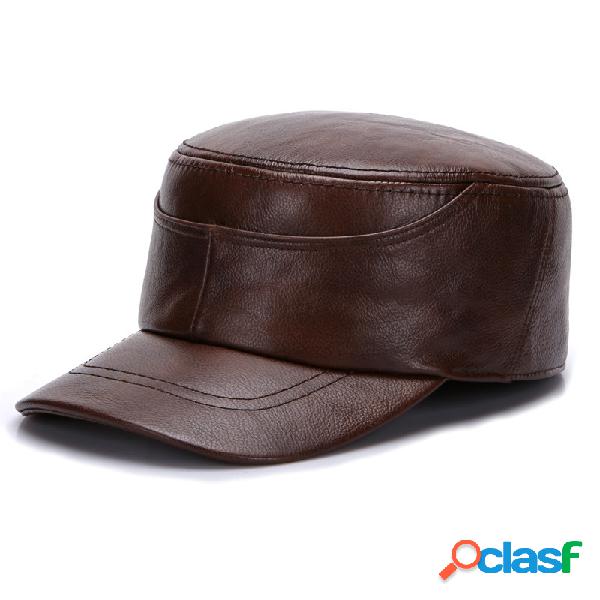 Inverno quente de couro de PU masculino Chapéu Casual