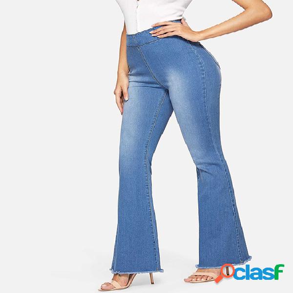 Jeans de perna larga azul Design Zip