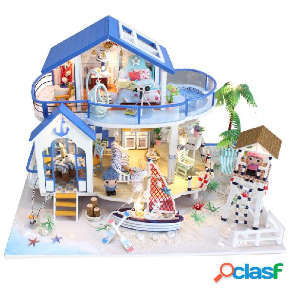 Lenda do mar azul modelo de casa de bonecas em miniatura diy