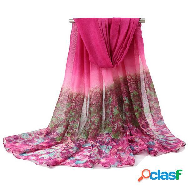 Lenço de Chiffon Voile Estampa Gradiente Feminino