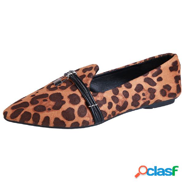 Leopardo apontou Toe Slip On Flats