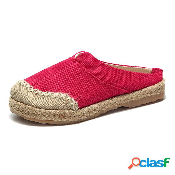 Linho Old Peking Color Match Backless Loafers