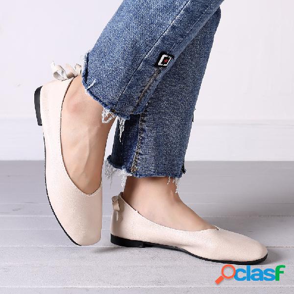 Loafer Plano Suave Casual Nó de Borboleta