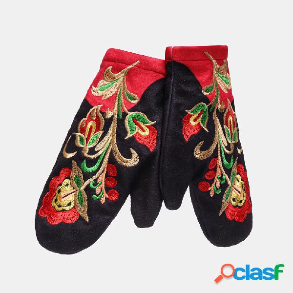 Luvas bordadas de lã impressas