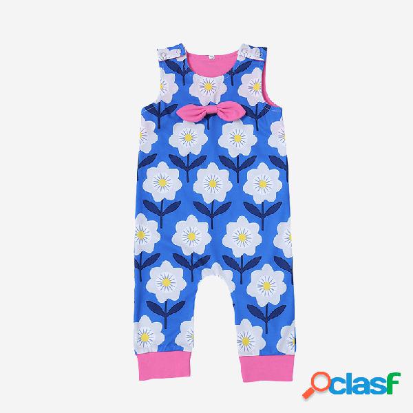 Macacão azul casual sem mangas com estampa floral para