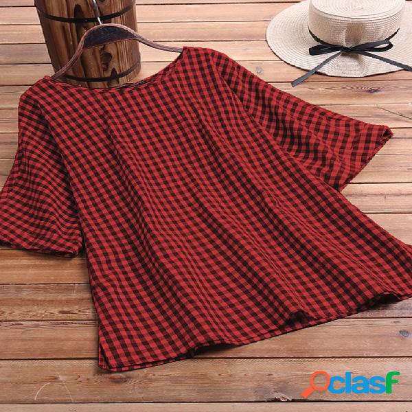 Manta Casual Crewneck Plus T-shirt tamanho para mulheres
