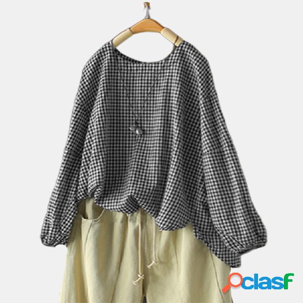 Manta Irregular Hem manga comprida Plus Blusa Tamanho