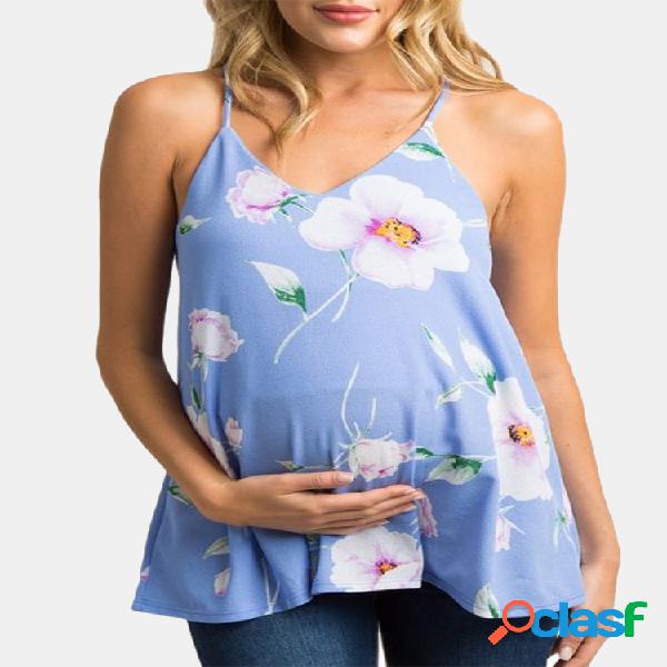 Maternidade Floral Regatas Sling Vest