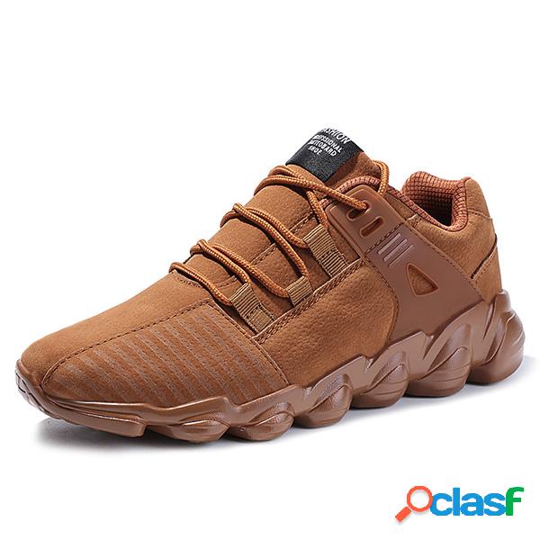 Men Artificial Suede Slip Resistant Lace Up Casual Sneakers