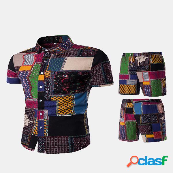 Men Casual Summer Sets Conjuntos de impressão étnica