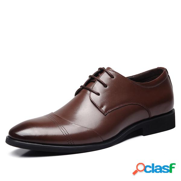 Men Classic Cap Toe Lace Up Pointed Toe Business Formal