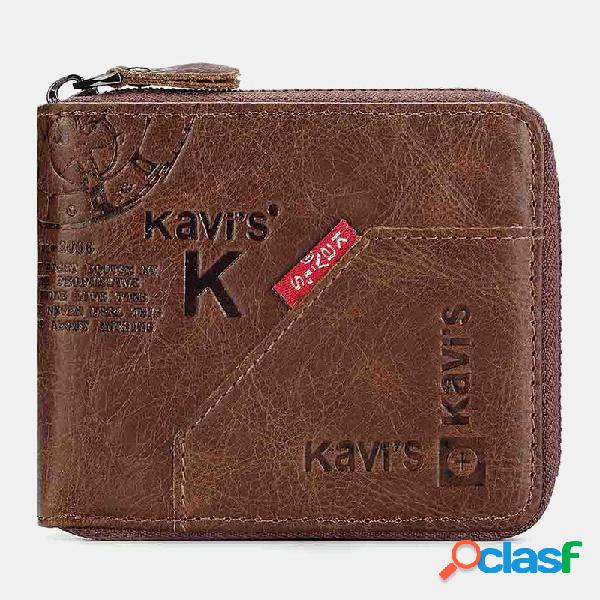 Men Couro Genuíno Bifold 9 Slots de cartão Carteira Bolsa