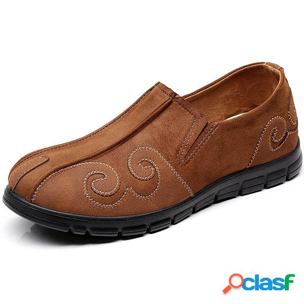 Men Old Peking Fabric Respirável Slip On Loafers Flat