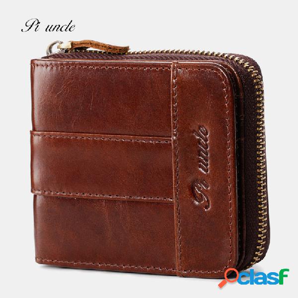 Men Retro Zipper Purse Multi-Slot Mini Carteira 11 Suporte