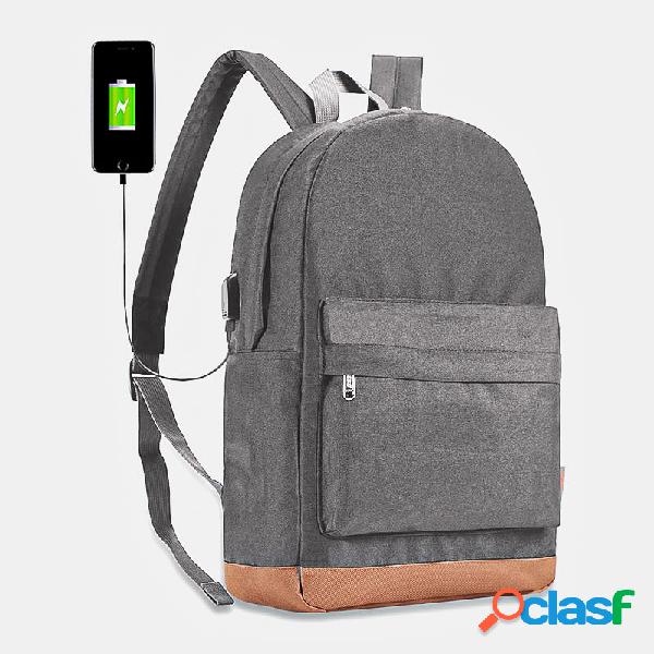 Men USB Charging Laptop de grande capacidade Bolsa Mochila