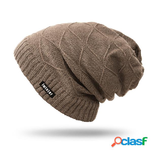Men Winter Knitted Thicker Plus Plush Beanie Hats Outdoor