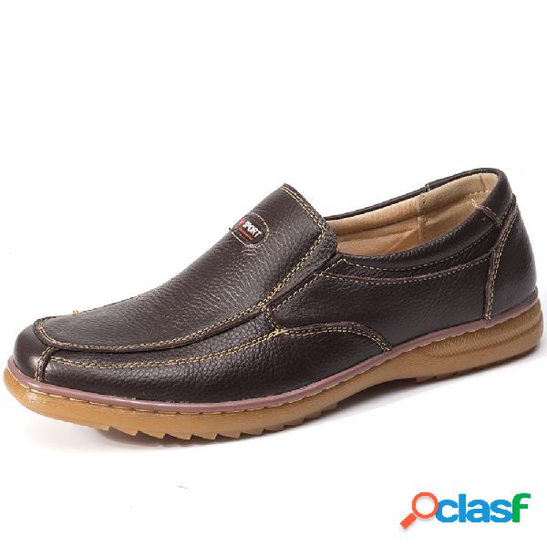Menico Homens de couro de vaca antiderrapante Soft sapatos