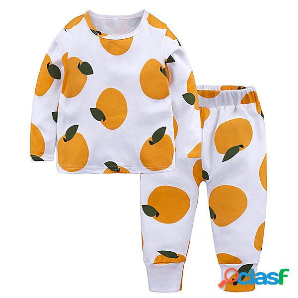 Meninos do bebê meninas manga comprida sleepwear lazer