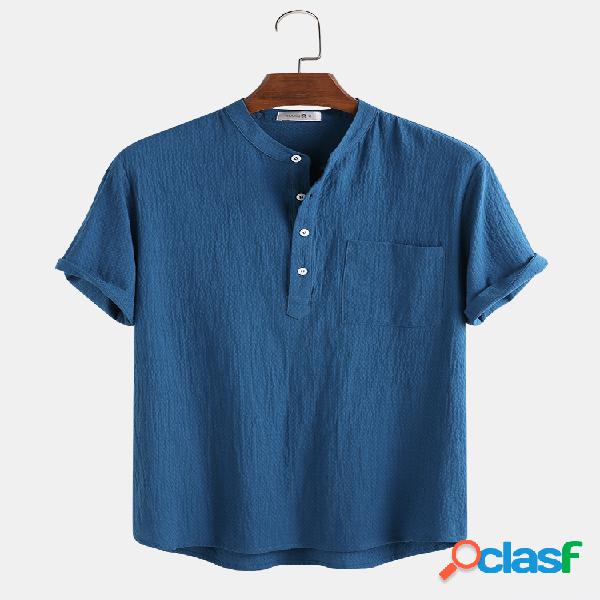 Mens 100% Algodão Bolha de cor sólida Textura Casual Home