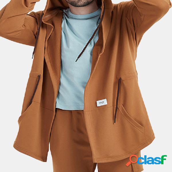 Mens 100% algodão casaco com capuz primavera outono cor