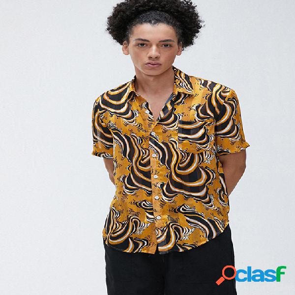 Mens Abstract Animal Zebra Imprimir camisas de manga curta