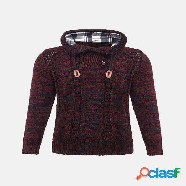 Mens Botões Decoração Inverno Grosso Quente Slim Fit