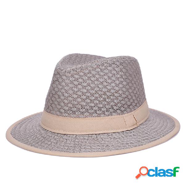 Mens Brim Malha Sólida Padrão Respirável Classic Vintage