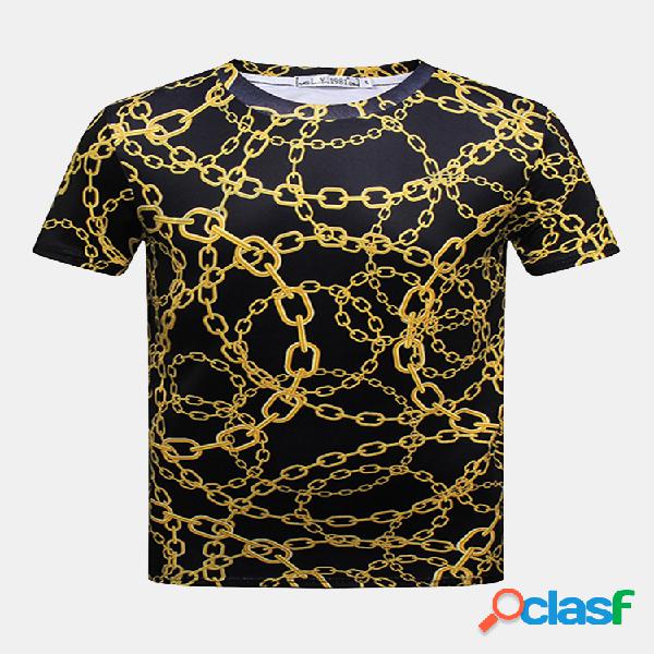 Mens Creative 3D Impresso O-pescoço manga curta Casual