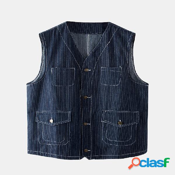 Mens Designer Multi-bolso FIshing Stripe Vest