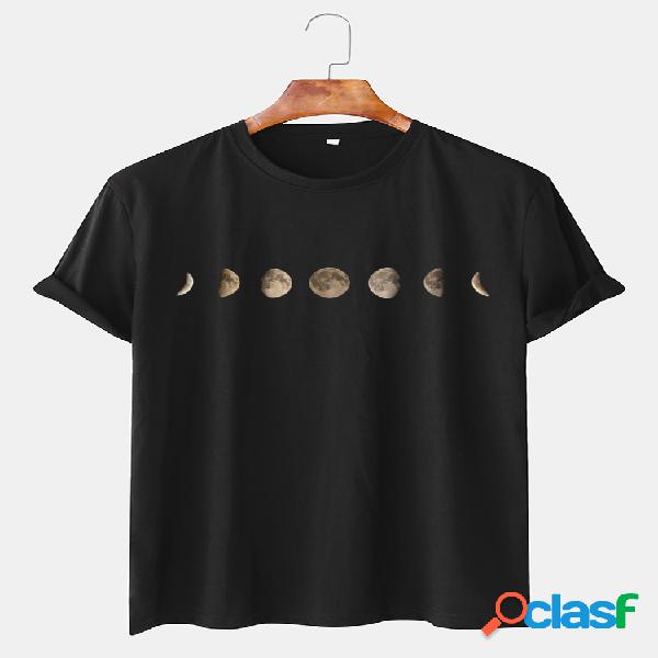 Mens Eclipse Graphic Pritned em torno do pescoço T-shirt de
