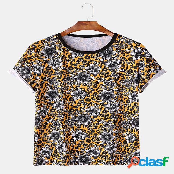 Mens Fun Flower Leopard Print Home em torno do pescoço