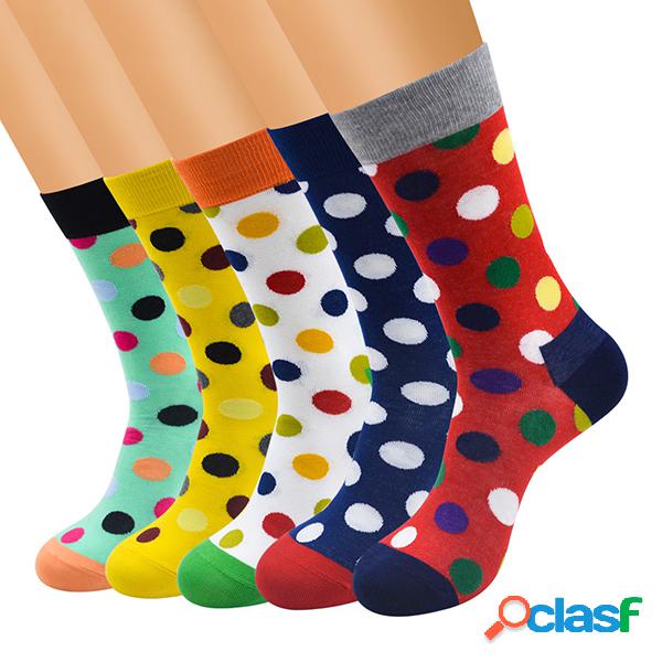 Men's Funny Colored Dots Socks Casual Breathable Cotton Good