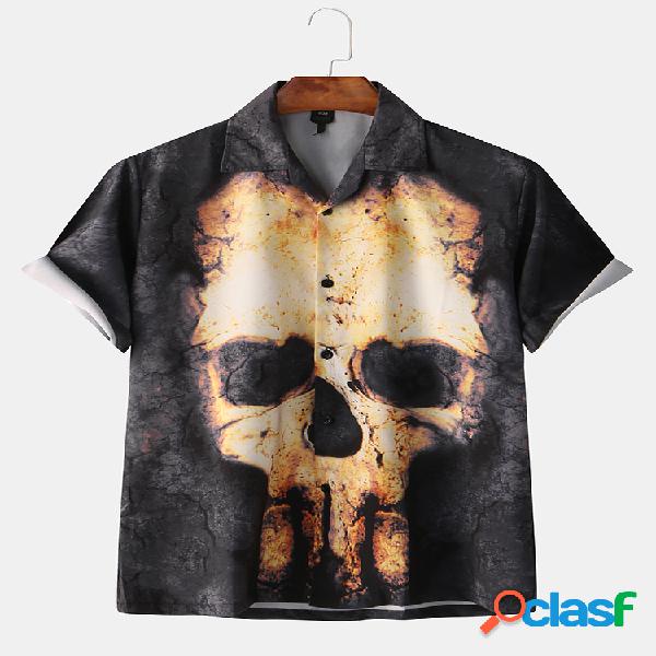 Mens Gothic Scary Caveira Impresso Rock 'n' Roll Party Slim