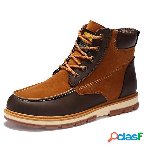 Men's High Top Metal Eyelets Color Blocking Lace Up Casual