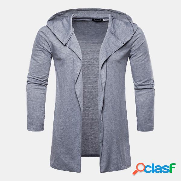 Mens Mid Long Cor sólida Manga comprida Primavera Outono