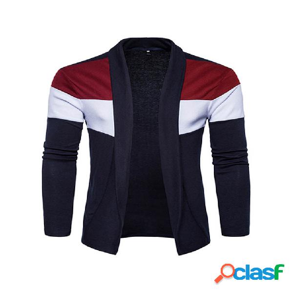 Mens Outono Inverno tricô Cor hit Camisola listrada