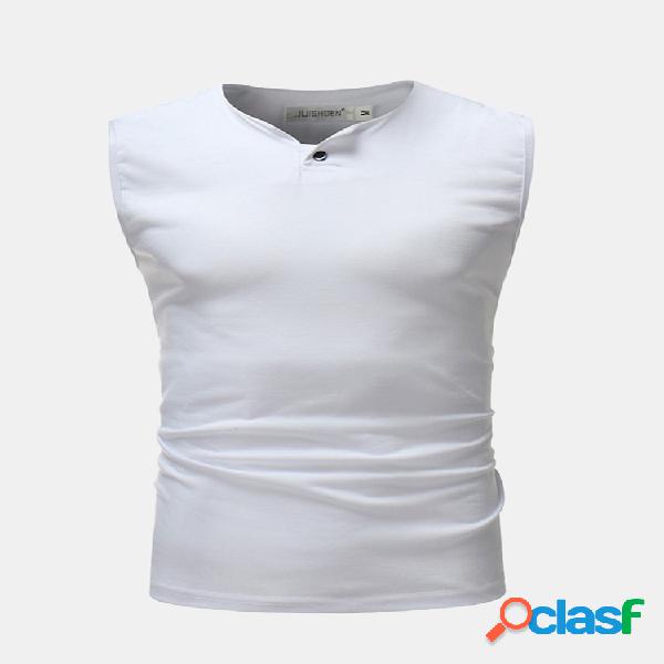 Mens Solid Color Slim Fit Casual Running Aptidão Regatas