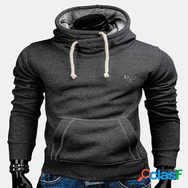 Mens Spring Fall Cor sólida manga longa Slim Fit casual