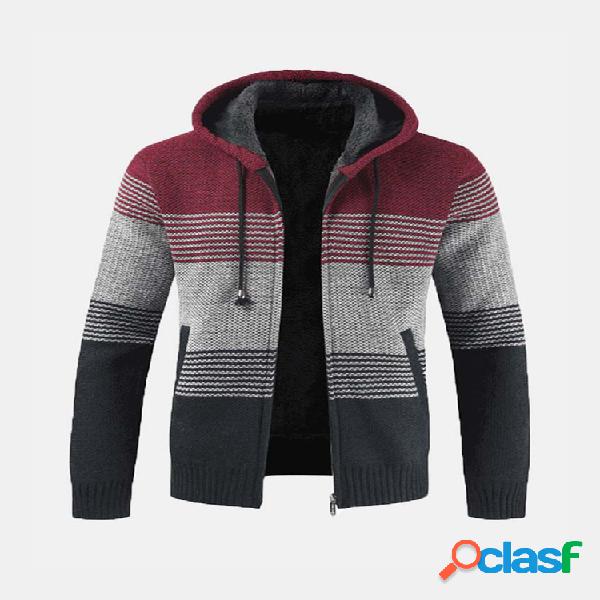 Mens Thick Velvet Fleece Thermal Knitting Sweatshirt com