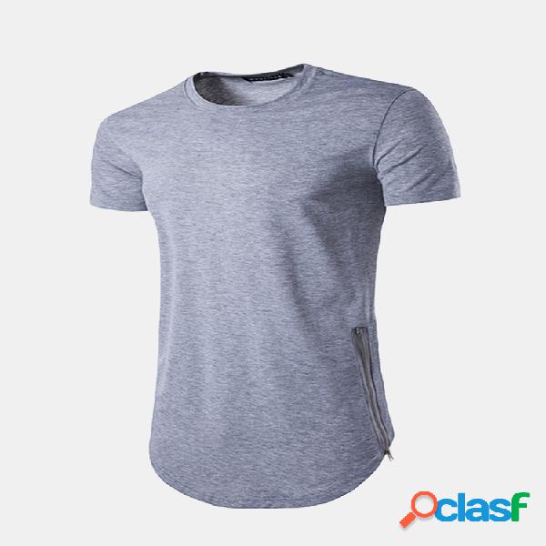 Mens Verão High Street Style Side Zipper Cor sólida