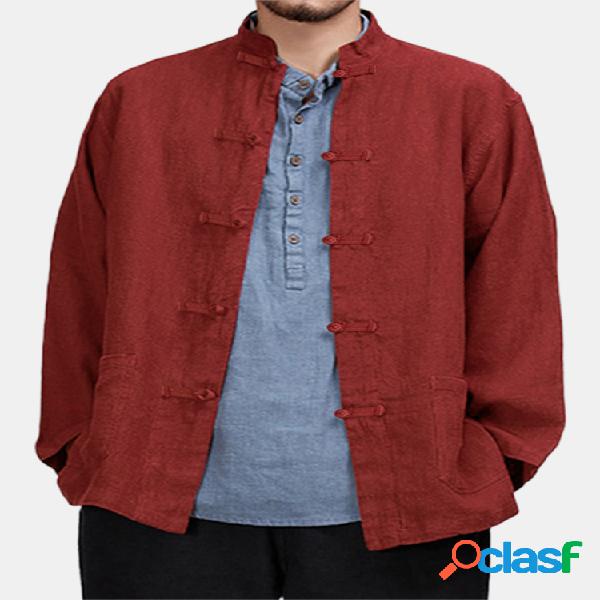 Mens Vintage 100% Algodão Chinês Vintage Nó Botão
