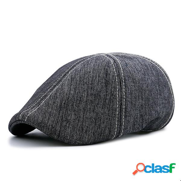 Mens Winter Grey Cotton Retro Beret Cap Forward Chapéu Hat