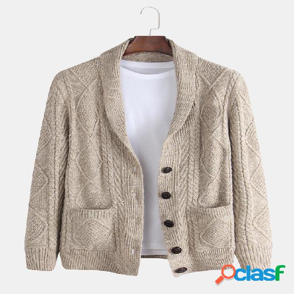 Mens cor sólida frente aberto único peito cardigans