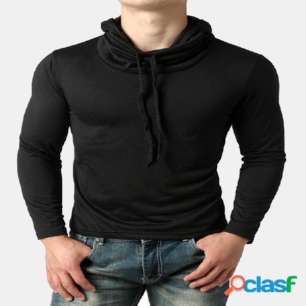 Mens estilo hip-hop pilha pilha colar com capuz Design preto