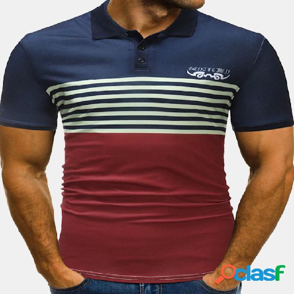 Mens listrado impresso cor hit slim fit verão negócios