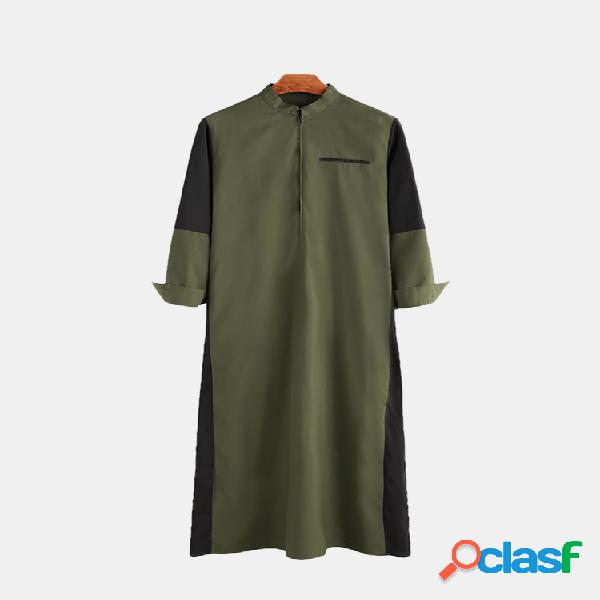 Mens muçulmano respirável robes de costura retalhos