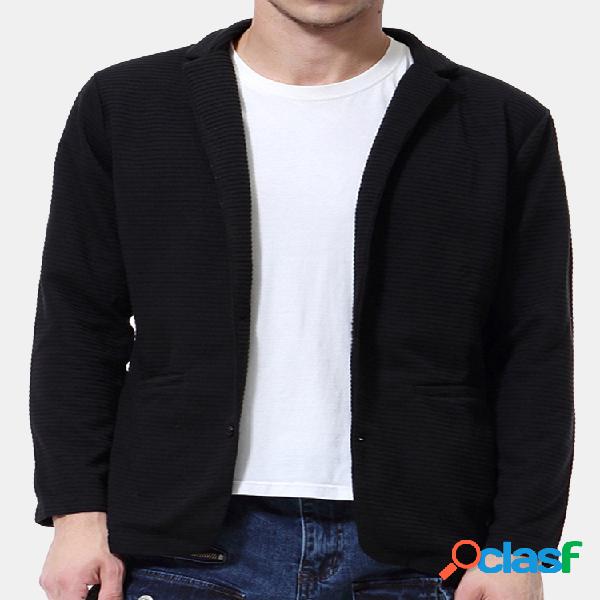 Mens queda lapela colar casual simples cor sólida cardigans