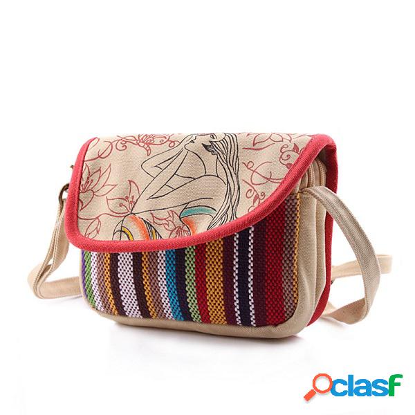 Mini Bolsa de Ombro Nacional Crossbody Tecido de Tela